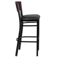 Load image into Gallery viewer, Black 4 Back Metal Restaurant Barstool - Mahogany Wood Back, Black Vinyl Seat
