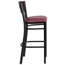 Load image into Gallery viewer, Black 3 Circle Back Metal Restaurant Barstool - Walnut Wood Back
