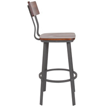 Load image into Gallery viewer, Rustic Walnut Restaurant Barstool &amp; Back and Gray Powder Coat Frame
