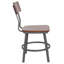 Load image into Gallery viewer, Rustic Walnut Restaurant Chair with Wood Seat &amp; Back and Gray Powder Coat Frame

