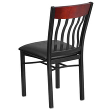 Load image into Gallery viewer, Vertical Back Black Metal and Mahogany Wood Restaurant Chair
