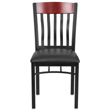 Load image into Gallery viewer, Vertical Back Black Metal and Mahogany Wood Restaurant Chair
