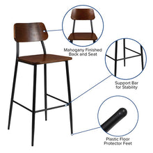 Load image into Gallery viewer, Industrial Barstool with Gunmetal Steel Frame and Rustic Wood Seat
