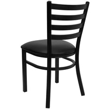 Load image into Gallery viewer, Black Ladder Back Metal Restaurant Chair - Black Vinyl Seat
