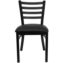 Load image into Gallery viewer, Black Ladder Back Metal Restaurant Chair - Black Vinyl Seat
