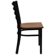 Load image into Gallery viewer, Black Ladder Back Metal Restaurant Chair - Cherry Wood Seat
