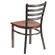 Load image into Gallery viewer, Clear Coated Ladder Back Metal Restaurant Chair - Cherry Wood Seat
