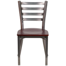 Load image into Gallery viewer, Clear Coated Ladder Back Metal Restaurant Chair - Mahogany Wood Seat
