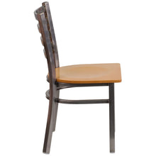 Load image into Gallery viewer, Clear Coated Ladder Back Metal Restaurant Chair - Natural Wood Seat

