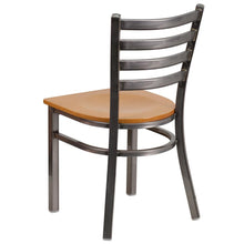 Load image into Gallery viewer, Clear Coated Ladder Back Metal Restaurant Chair - Natural Wood Seat
