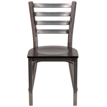 Load image into Gallery viewer, Clear Coated Ladder Back Metal Restaurant Chair - Walnut Wood Seat
