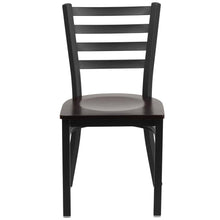 Load image into Gallery viewer, Black Ladder Back Metal Restaurant Chair - Walnut Wood Seat
