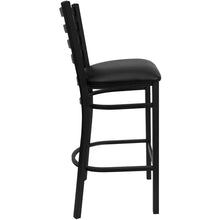 Load image into Gallery viewer, Black Ladder Back Metal Restaurant Barstool - Black Vinyl Seat

