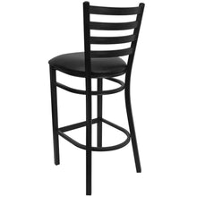 Load image into Gallery viewer, Black Ladder Back Metal Restaurant Barstool - Black Vinyl Seat
