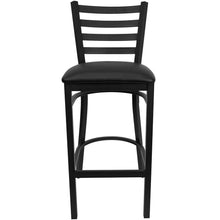 Load image into Gallery viewer, Black Ladder Back Metal Restaurant Barstool - Black Vinyl Seat
