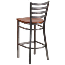 Load image into Gallery viewer, Clear Coated Ladder Back Metal Restaurant Barstool - Cherry Wood Seat

