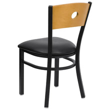 Load image into Gallery viewer, Black Circle Back Metal Restaurant Chair - Natural Wood Back, Black Vinyl Seat
