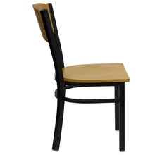 Load image into Gallery viewer, Black Circle Back Metal Restaurant Chair - Natural Wood Back &amp; Seat
