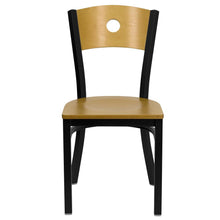 Load image into Gallery viewer, Black Circle Back Metal Restaurant Chair - Natural Wood Back &amp; Seat
