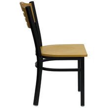 Load image into Gallery viewer, Black Slat Back Metal Restaurant Chair - Natural Wood Back &amp; Seat
