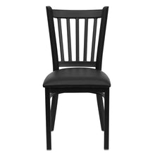 Load image into Gallery viewer, Black Vertical Back Metal Restaurant Chair - Black Vinyl Seat
