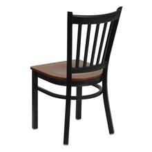 Load image into Gallery viewer, Black Vertical Back Metal Restaurant Chair - Cherry Wood Seat
