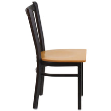 Load image into Gallery viewer, Black Vertical Back Metal Restaurant Chair - Natural Wood Seat
