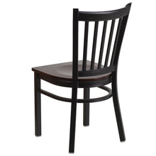 Load image into Gallery viewer, Black Vertical Back Metal Restaurant Chair - Walnut Wood Seat
