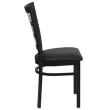 Load image into Gallery viewer, Black Window Back Metal Restaurant Chair - Black Vinyl Seat

