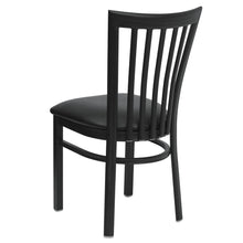 Load image into Gallery viewer, Black School House Back Metal Restaurant Chair - Black Vinyl Seat
