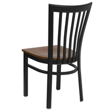 Load image into Gallery viewer, Black School House Back Metal Restaurant Chair - Cherry Wood Seat

