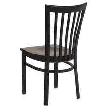 Load image into Gallery viewer, Black School House Back Metal Restaurant Chair - Mahogany Wood Seat
