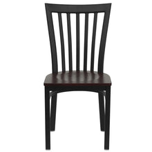 Load image into Gallery viewer, Black School House Back Metal Restaurant Chair - Mahogany Wood Seat
