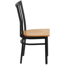 Load image into Gallery viewer, Black School House Back Metal Restaurant Chair - Natural Wood Seat
