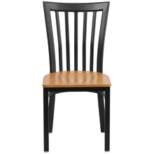 Load image into Gallery viewer, Black School House Back Metal Restaurant Chair - Natural Wood Seat
