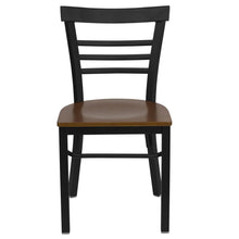 Load image into Gallery viewer, Black Three-Slat Ladder Back Metal Restaurant Chair - Cherry Wood Seat
