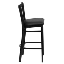 Load image into Gallery viewer, Black Vertical Back Metal Restaurant Barstool - Black Vinyl Seat
