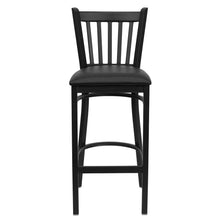 Load image into Gallery viewer, Black Vertical Back Metal Restaurant Barstool - Black Vinyl Seat
