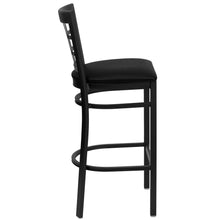 Load image into Gallery viewer, Black Window Back Metal Restaurant Barstool - Black Vinyl Seat
