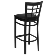 Load image into Gallery viewer, Black Window Back Metal Restaurant Barstool - Black Vinyl Seat
