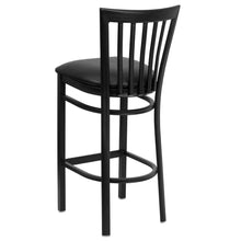 Load image into Gallery viewer, Black School House Back Metal Restaurant Barstool - Black Vinyl Seat
