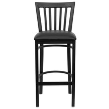 Load image into Gallery viewer, Black School House Back Metal Restaurant Barstool - Black Vinyl Seat
