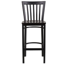 Load image into Gallery viewer, Black School House Back Metal Restaurant Barstool - Walnut Wood Seat
