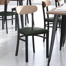 Load image into Gallery viewer, Dining Chair, Natural Birch Finish Wooden Boomerang Back, and Green Vinyl Seat
