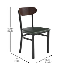Load image into Gallery viewer, Dining Chair, Wooden Boomerang Back, and Green Vinyl Seat
