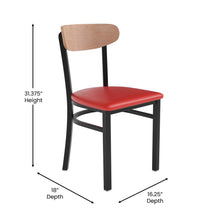 Load image into Gallery viewer, Dining Chair, Natural Birch Finish Wooden Boomerang Back, and Red Vinyl Seat
