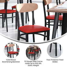 Load image into Gallery viewer, Dining Chair, Natural Birch Finish Wooden Boomerang Back, and Red Vinyl Seat
