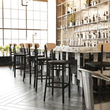 Load image into Gallery viewer, Commercial Grade Bar Stool with Solid Wood Back and Seat
