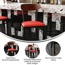 Load image into Gallery viewer, Barstool, Wooden Boomerang Back, and Red Vinyl Seat
