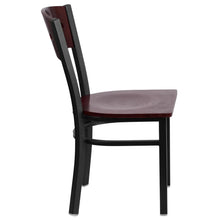 Load image into Gallery viewer, Black 4 Square Back Metal Restaurant Chair - Mahogany Wood Back &amp; Seat
